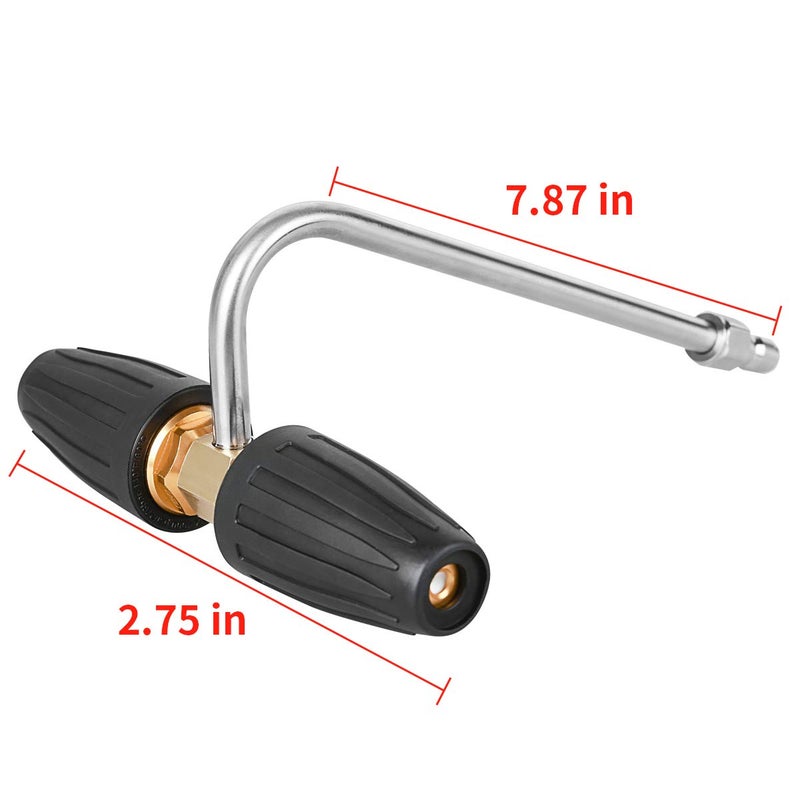CHAVOR Pressure Washer Gutter Cleaner, Two Rotating Turbo Nozzles Attachment, 1/4 Inch Quick Connect, 4000 PSI - Image 2